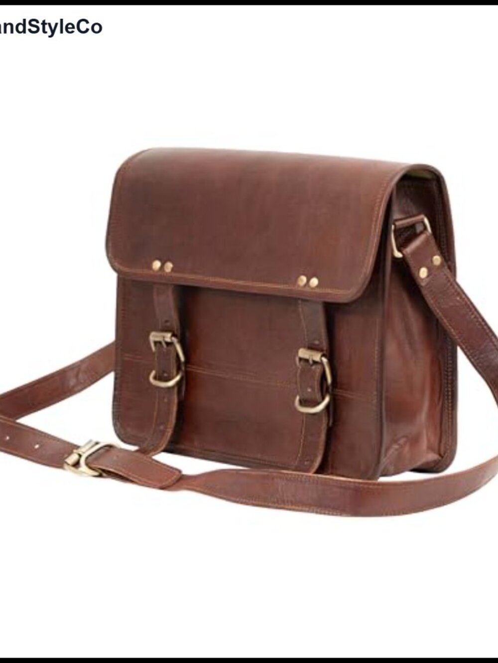 Genuine Leather Messenger Bag Crossbody Satchel Unisex Laptop Bag Vintage